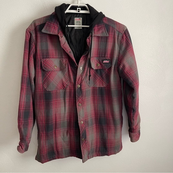 Dickies men’s Shacket Red Black & Grey Plaid Full Zip and snap button size M - Picture 1 of 11